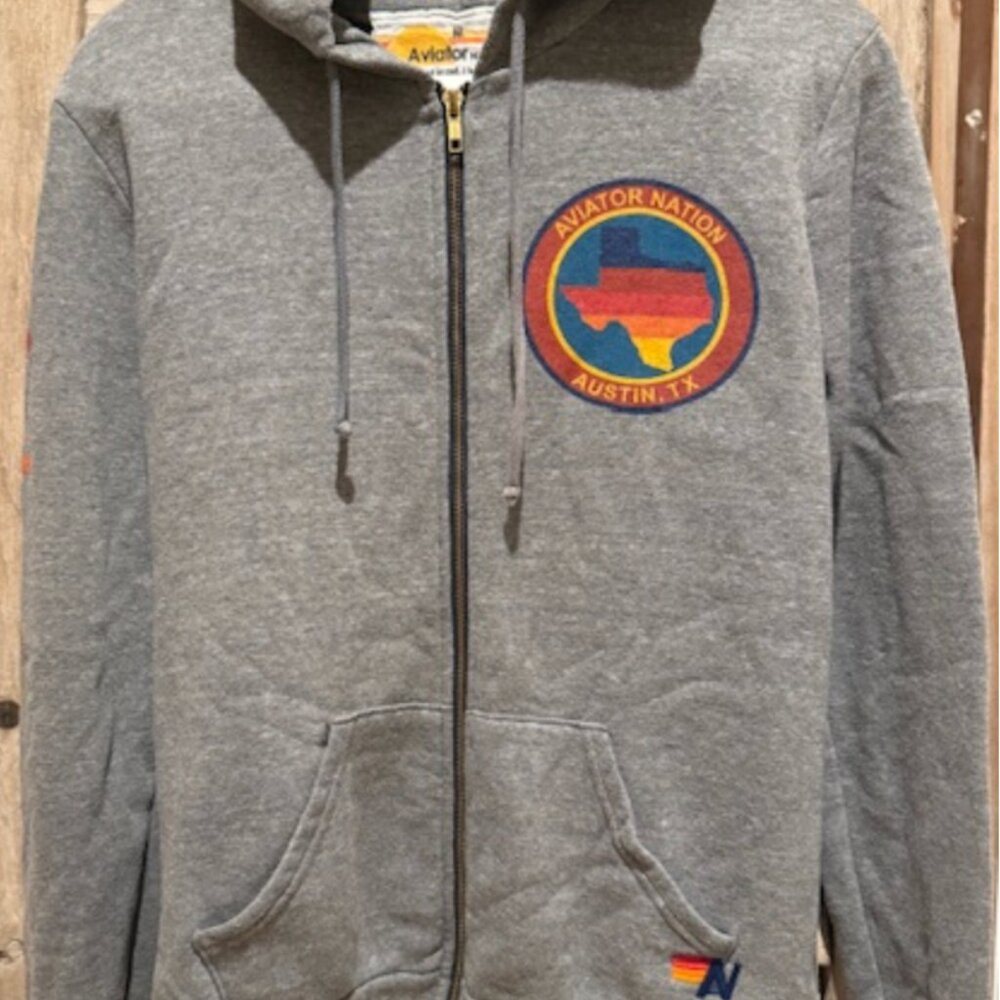 AVIATOR NATION HOODIE - GREY SIZE MEDIUM